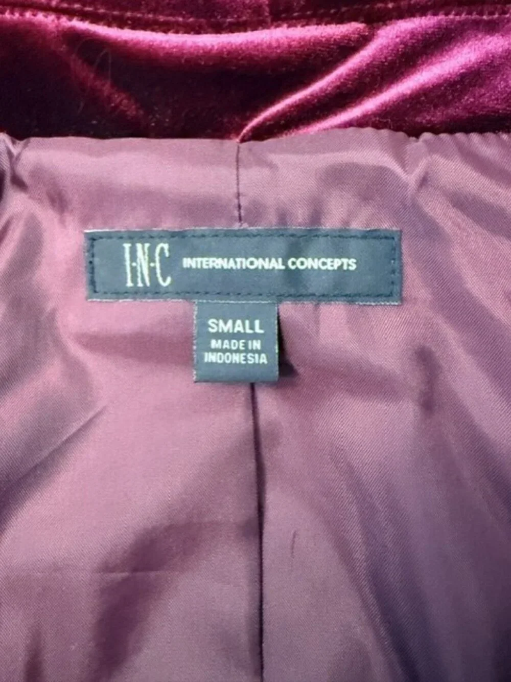 INC International Concepts Burgundy Velvet Blazer - Picture 10 of 10